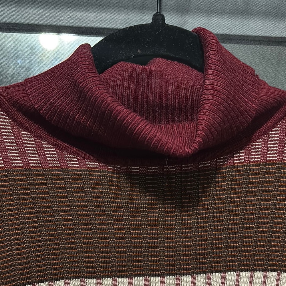 Almost Famous Cowl Neck Sweater in Red and Brown - Picture 2 of 4